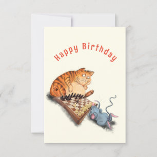 おもしろい誕生日カード猫とマ遊ウスチェス カード
