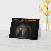 おもしろい誕生日カード猫の目白熱［赤熱］光を放つからケーキ カード (黄色い花)