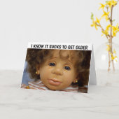 おもしろい誕生日カード、あなたはまだ人形 カード (黄色い花)