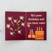 おもしろい誕生日カード/かわいいバセットハウンドとケーキ カード (内部)