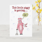 おもしろい誕生日カード：この小さな豚 カード (黄色い花)