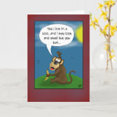 おもしろい誕生日カード:サルの視点 カード (黄色い花)