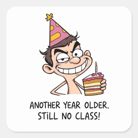 おもしろい誕生日カード スクエアシール (正面)
