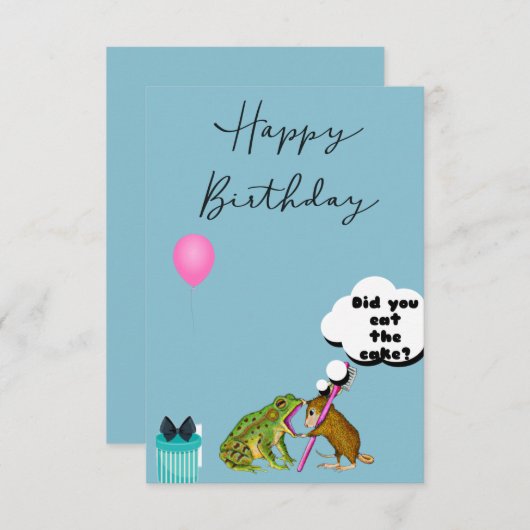 おもしろい誕生日カード「ネズミとカエル」 セーブザデート (正面/裏面)