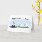 おもしろい誕生日カード。ヒッポバーディ2つのEwes。 カード (黄色い花)