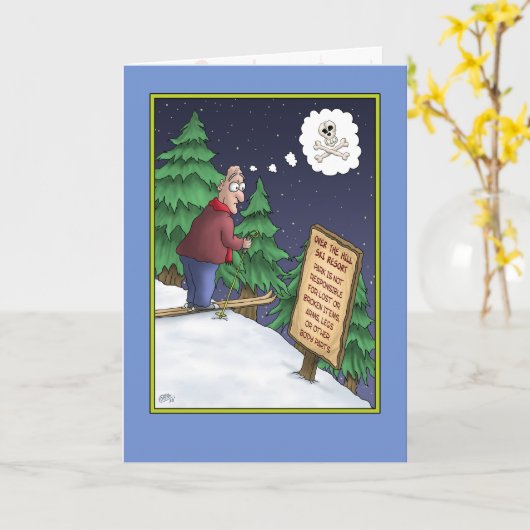 おもしろい誕生日カード:下り坂だ カード (黄色い花)