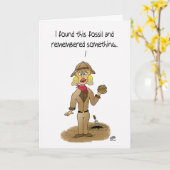 おもしろい誕生日カード:化石が見つかった カード (黄色い花)