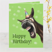 おもしろい誕生日カード、叫びロバ カード (黄色い花)