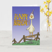 おもしろい誕生日カード:春チキン2 カード (黄色い花)