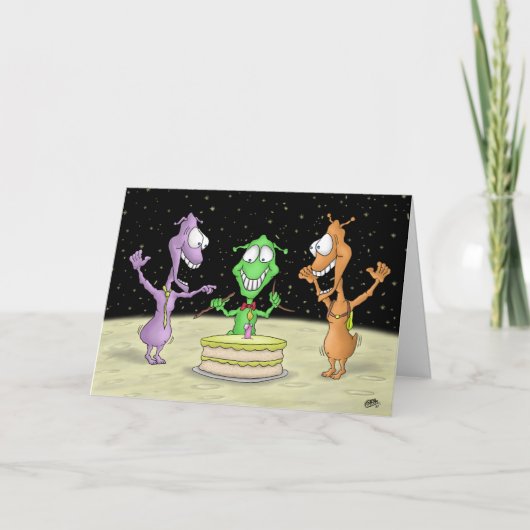 おもしろい誕生日カード：月パーティー カード (正面)