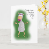 おもしろい誕生日カード：私は羊だ カード (黄色い花)