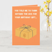 おもしろい誕生日カード – 「箱の外」現金ギフト カード (黄色い花)