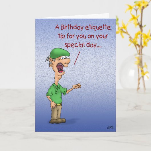 おもしろい誕生日カード:誕生日エチケット カード (黄色い花)