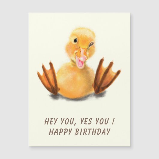 おもしろい誕生日カード 遊び心のある鴨 - 笑顔 (正面)