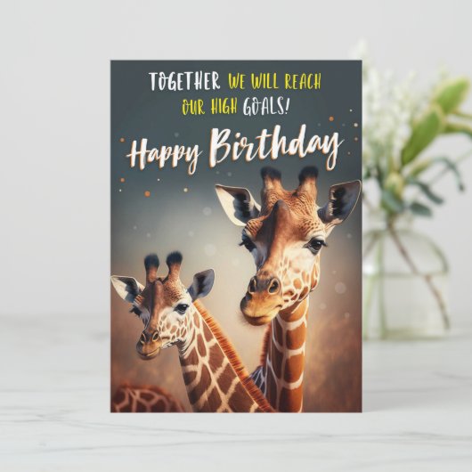 おもしろい誕生日カード(2枚のギラフェ付き) シーズンカード (スタンド正面)