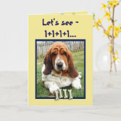 おもしろい誕生日カード(Basset Hound & Bones付き) カード (黄色い花)