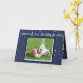 おもしろい誕生日カード(Basset & Tropical Pineapple搭載) カード (黄色い花)