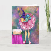 おもしろい誕生日カー吹ド女の子のアウトキャンドル カード (正面)