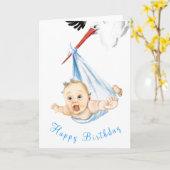 おもしろい誕生日カー運ドベビー カード (黄色い花)