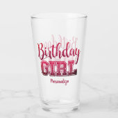 おもしろい誕生日ガールピンクガーリーパーソナライズされた タンブラーグラス (裏面)