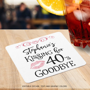 おもしろい誕生日キスをするA Decade Goodbyeカスタム スクエアペーパーコースター