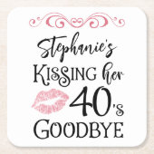 おもしろい誕生日キスをするA Decade Goodbyeカスタム スクエアペーパーコースター (正面)