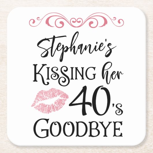 おもしろい誕生日キスをするA Decade Goodbyeカスタム スクエアペーパーコースター (正面)