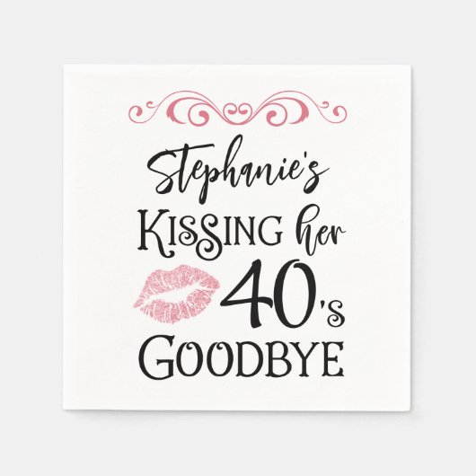 おもしろい誕生日キスをするA Decade Goodbyeカスタム スタンダードカクテルナプキン (正面)