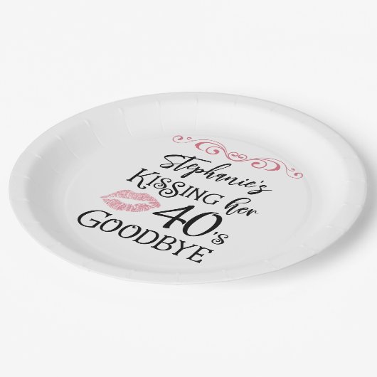 おもしろい誕生日キスをするA Decade Goodbyeカスタム ペーパープレート (アングル)