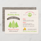 おもしろい誕生日キャンプアウト招待状 招待状 (正面/裏面)