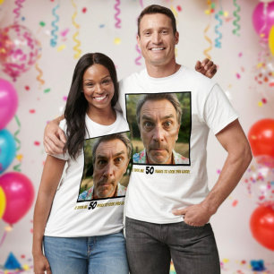 おもしろい誕生日クルーの写真年齢おもしろい笑わされる Tシャツ