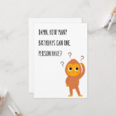 おもしろい誕生日グリーティングカードモンキーユニークユーモア カード (正面/裏面インサイチュ)