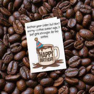 おもしろい誕生日コーヒーカップカード: 美味しいコーヒーの願い カード