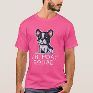 おもしろい誕生日スクーフランスのドブルドッグピクセルアートバート Tシャツ
