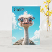 おもしろい誕生日ダチョウ眼鏡 カード (黄色い花)