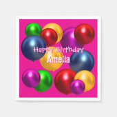 おもしろい誕生日バルーンパーソナライズされた スタンダードカクテルナプキン (正面)