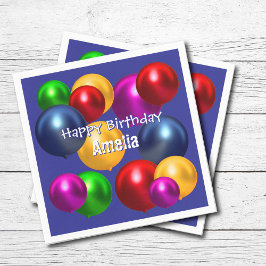 おもしろい誕生日バルーンパーソナライズされた スタンダードカクテルナプキン