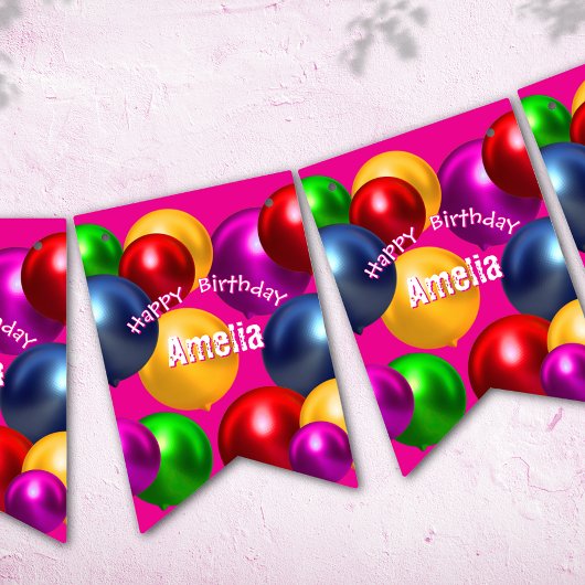 おもしろい誕生日バルーンパーソナライズされた バンティングフラッグ