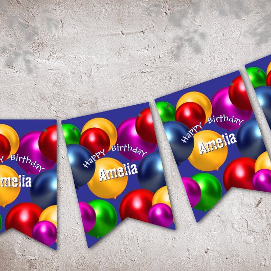 おもしろい誕生日バルーンパーソナライズされた バンティングフラッグ