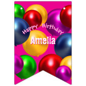 おもしろい誕生日バルーンパーソナライズされた バンティングフラッグ (第1の旗)