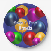 おもしろい誕生日バルーンパーソナライズされた ペーパープレート (正面)
