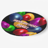 おもしろい誕生日バルーンパーソナライズされた ペーパープレート (アングル)