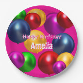 おもしろい誕生日バルーンパーソナライズされた ペーパープレート (正面)