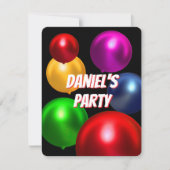 おもしろい誕生日バルーンパーティの招待状 招待状 (正面)