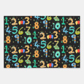 おもしろい誕生日パーティテーマ。かわいい漫画の番号 ラッピングペーパーシート (正面3)