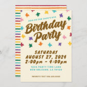 おもしろい誕生日パーティーへの招待 招待状 (正面/裏面)