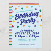 おもしろい誕生日パーティーへの招待 招待状 (正面/裏面)