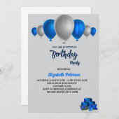 おもしろい誕生日パーティー色鮮やかなバルーン招待状 招待状 (正面/裏面)