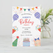 おもしろい誕生日パーティー色鮮やかな風船 招待状 (スタンド正面)