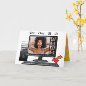 おもしろい誕生日ビデオ会議通話Sathireカード カード (黄色い花)